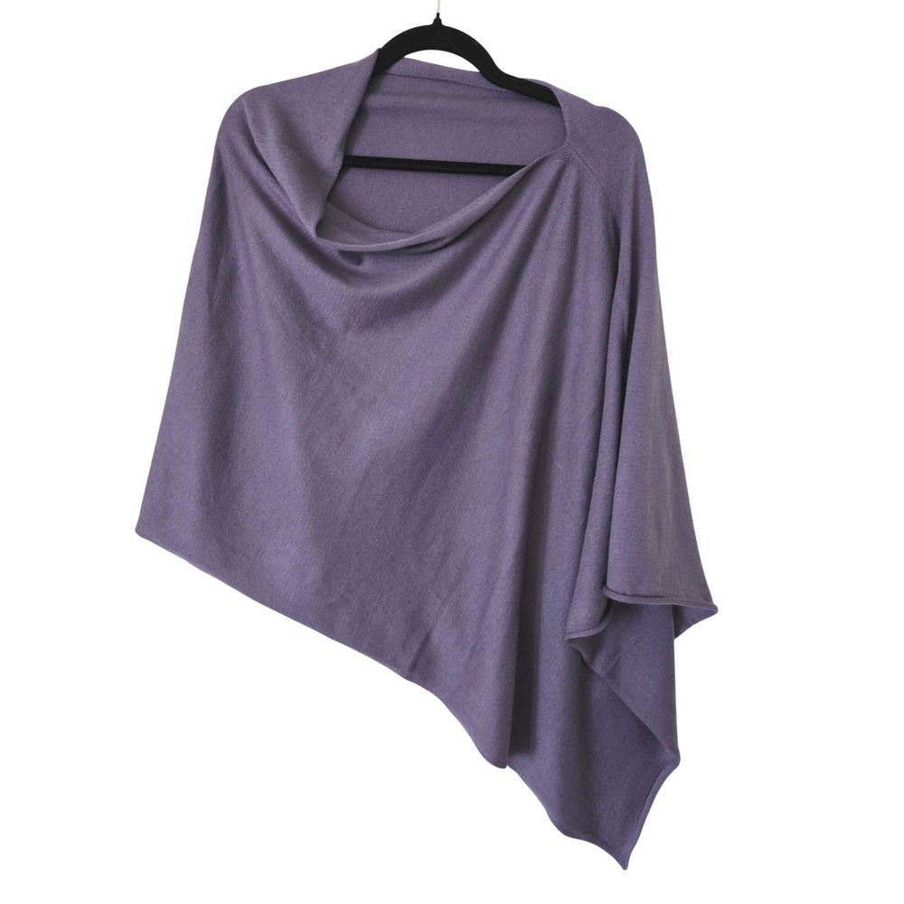 Kerisma Womens Purple Wool Blend Asymmetrical Knit Poncho Wrap O/S Shawl
